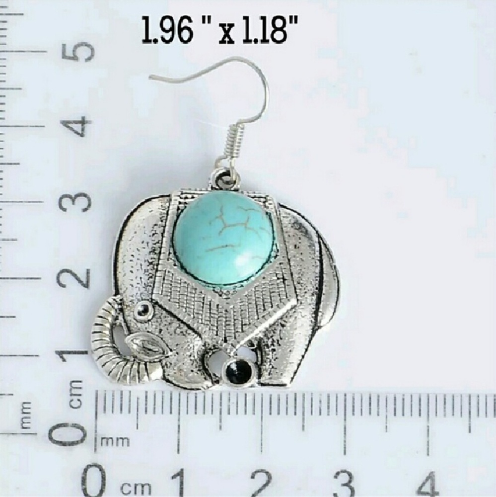 ❌️SOLD Turquoise Elephant Necklace Earrings - Picture 5 of 5